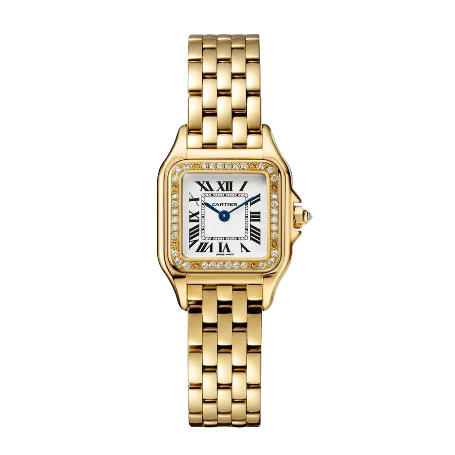 Cartier Panthère de Cartier Small Model | 22mm, 18K Yellow Gold, Silvered Dial, reference 