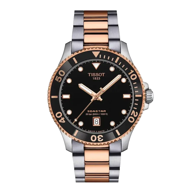Tissot Seastar Quartz 40mm Rose Tone & Stainless Steel Watch, reference 