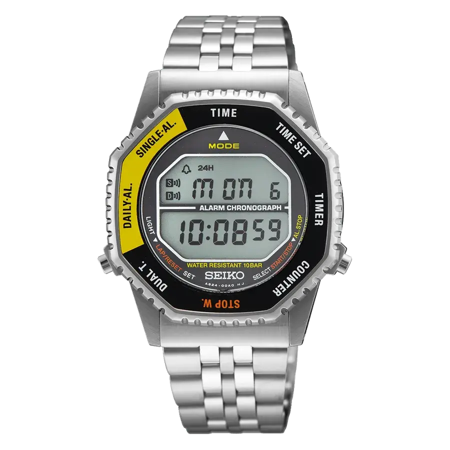 Seiko Rotocall 1982 Reissue Black Yellow Bezel Digital, reference SMGG17