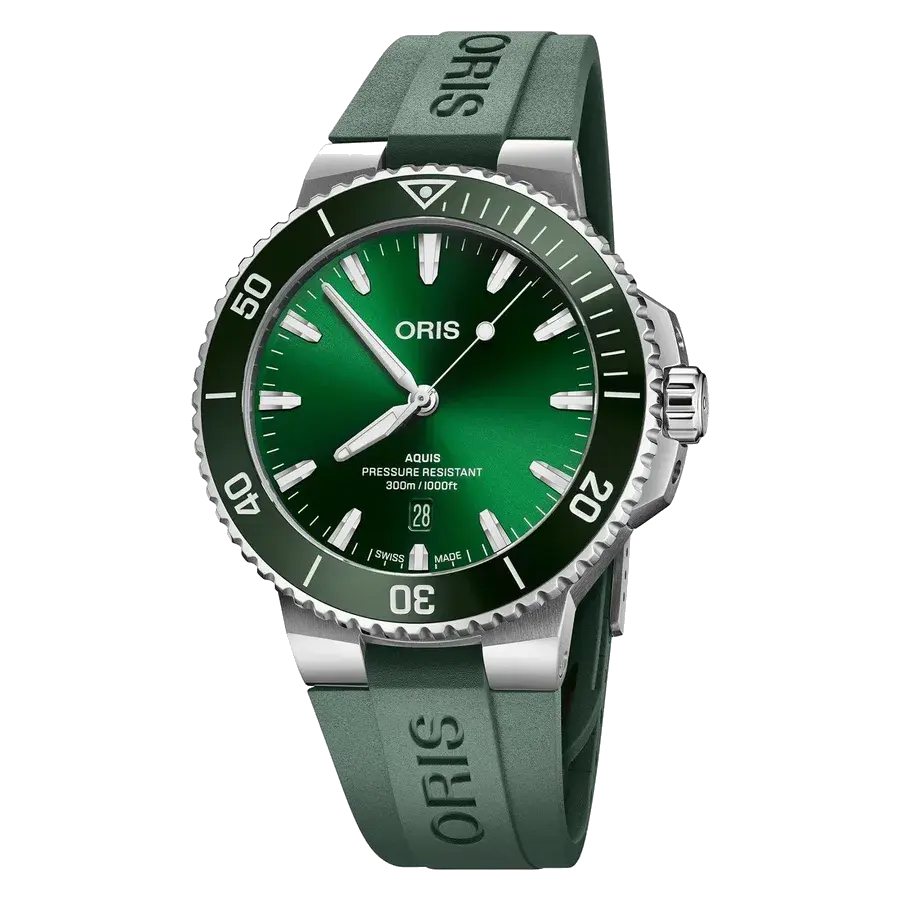 Oris Aquis Date Calibre 400 | 43.5mm, Steel, Rubber, Green Dial, Ref. 01 733 7789 4157-07 4 23 37FC, reference