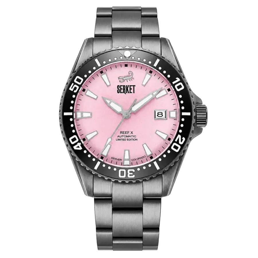 Serket Reef X Diver Cotton Candy Black DLC Limited Edition 43mm Pink Dial, reference SWC2024RXDLC0001