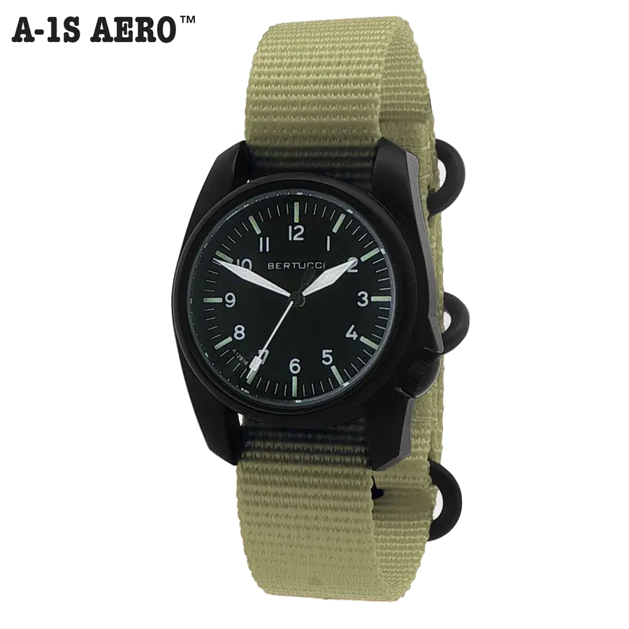 ultimatefieldwatch.com - Bertucci Bertucci #10609 A-1S Aero Black Patrol Green Nylon, reference 10609