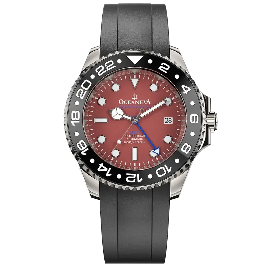 Oceaneva 6000m GMT Deep Marine Explorer VI Grade 5 Titanium Automatic Burgundy, reference VI9075BGBKCRG5R