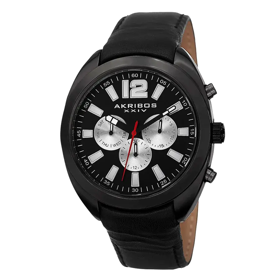 Akribos Casual Black/Leather | Black Dial, reference AK777BK