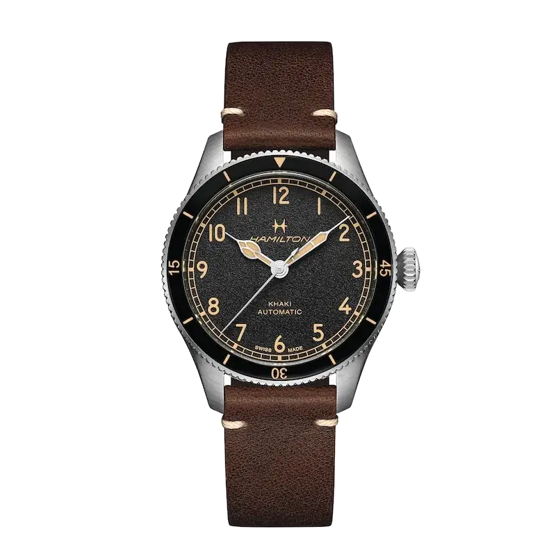 Hamilton Pilot Pioneer Aviation Men's Brown Leather Watch, reference 