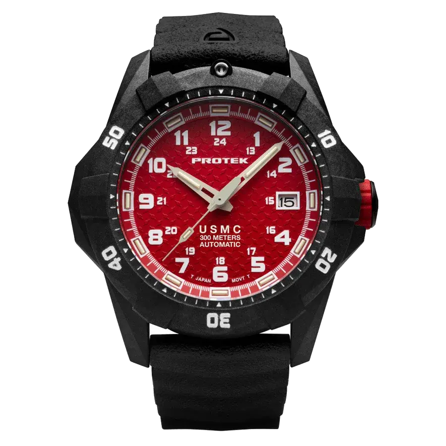 ProTek USMC Automatic Tritium Dive Watch with Red Dial, reference PT1212