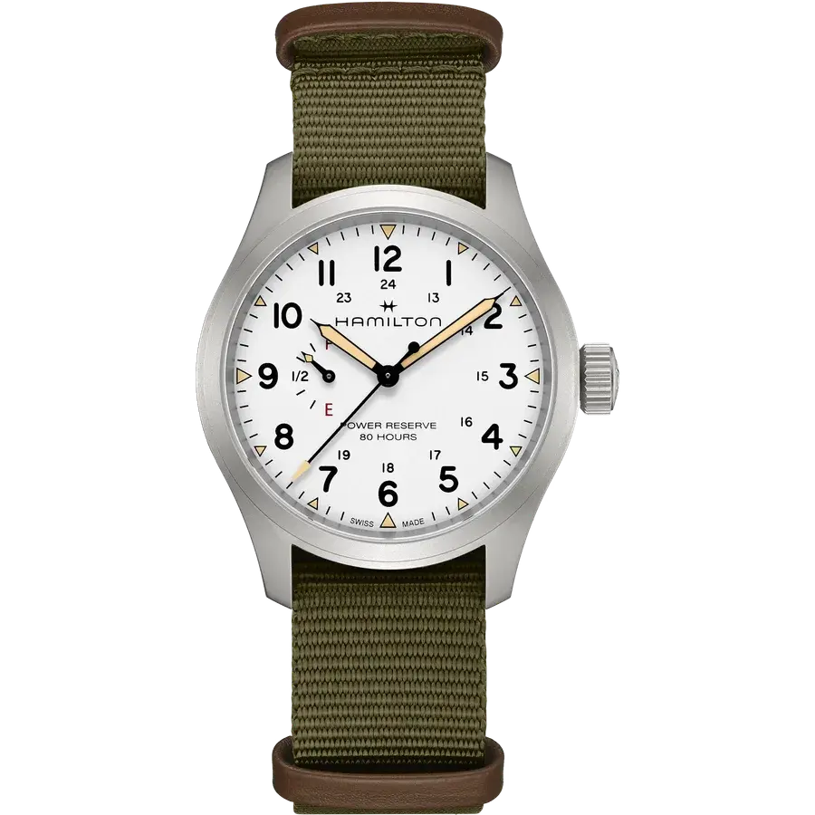 Hamilton Khaki Field Mechanical Power Reserve White Dial NATO, reference H69509910