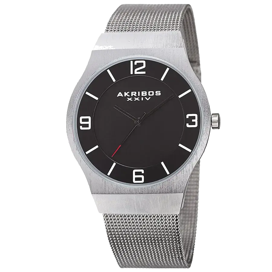 Akribos Casual Silver/Stainless Steel Black Dial, reference AK851SSB