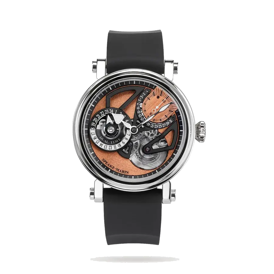 Speake Marin Dual Time Watches of Switzerland Group Edition Pink | 42mm, Titanium, Rubber, Pink Dial, reference 