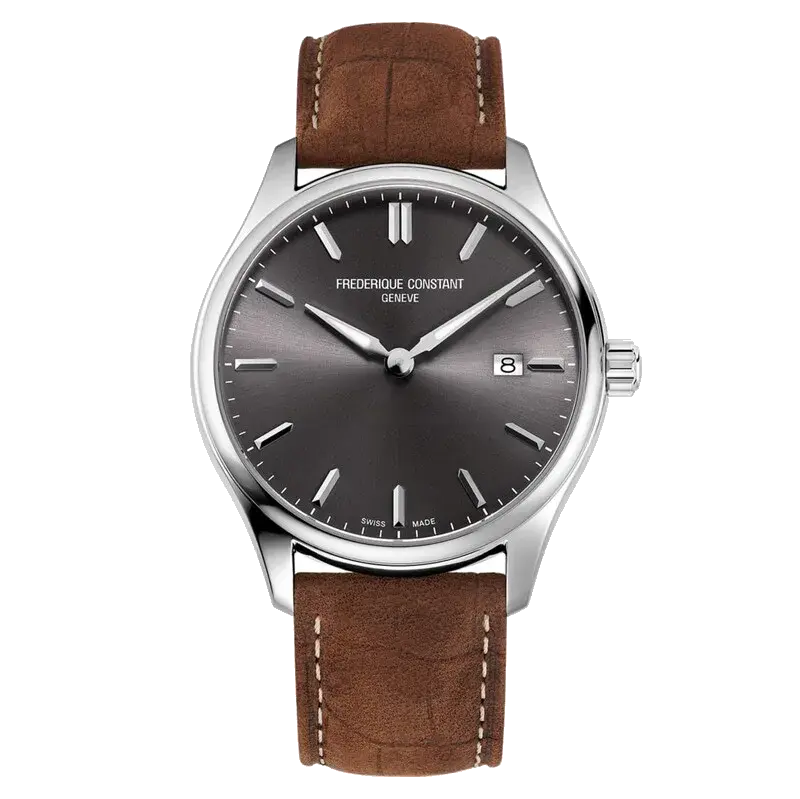 Frederique Constant Classics Dark Grey Dial & Brown Leather Watch, reference 
