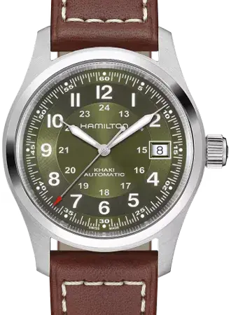 Hamilton Khaki Field Automatic 38 Green - Leather, reference H70455560/HA