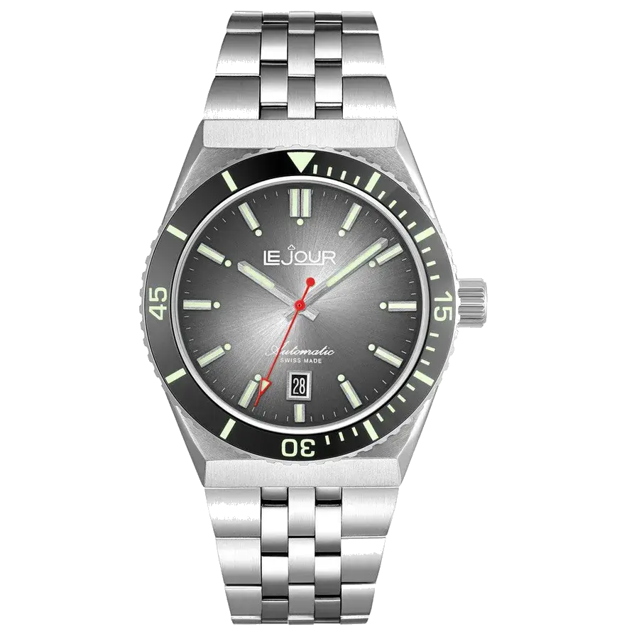 Le Jour Delmare Swiss Dive Watch with Fume Grey Dial, reference LJ-DM-004