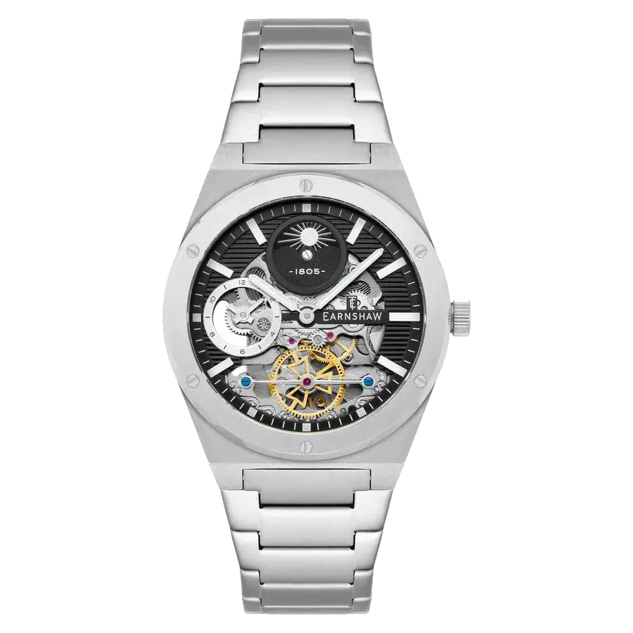 Thomas Earnshaw Discovery Drake Dual Time Automatic Silver Black, reference ES-8291-11