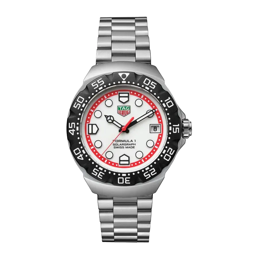TAG Heuer Formula 1 Solargraph | 38mm, Steel, White Dial, Black Bezel, reference 