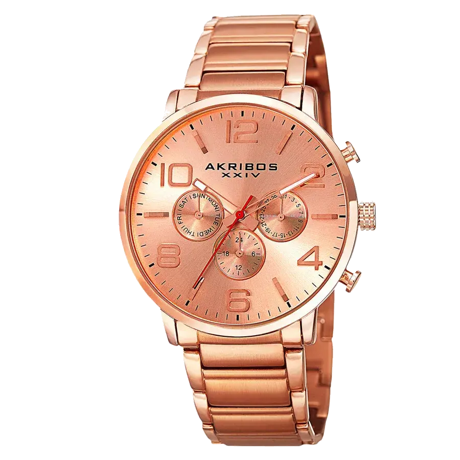 Akribos Casual Rose Gold/Stainless Steel | Salmon Dial, reference AK803RG