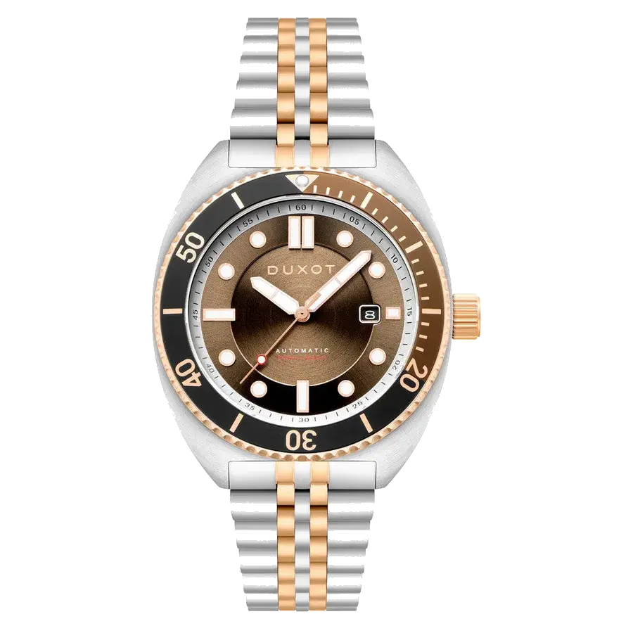 Duxot Tortuga Automatic Two-Tone Dive Watch with Brown Dial, reference DX-2026-55