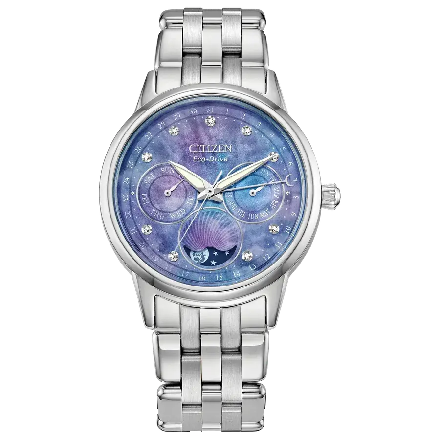 Citizen Calendrier Blue Mother of Pearl Moonphase Ladies Eco-Drive, reference FD0000-52N