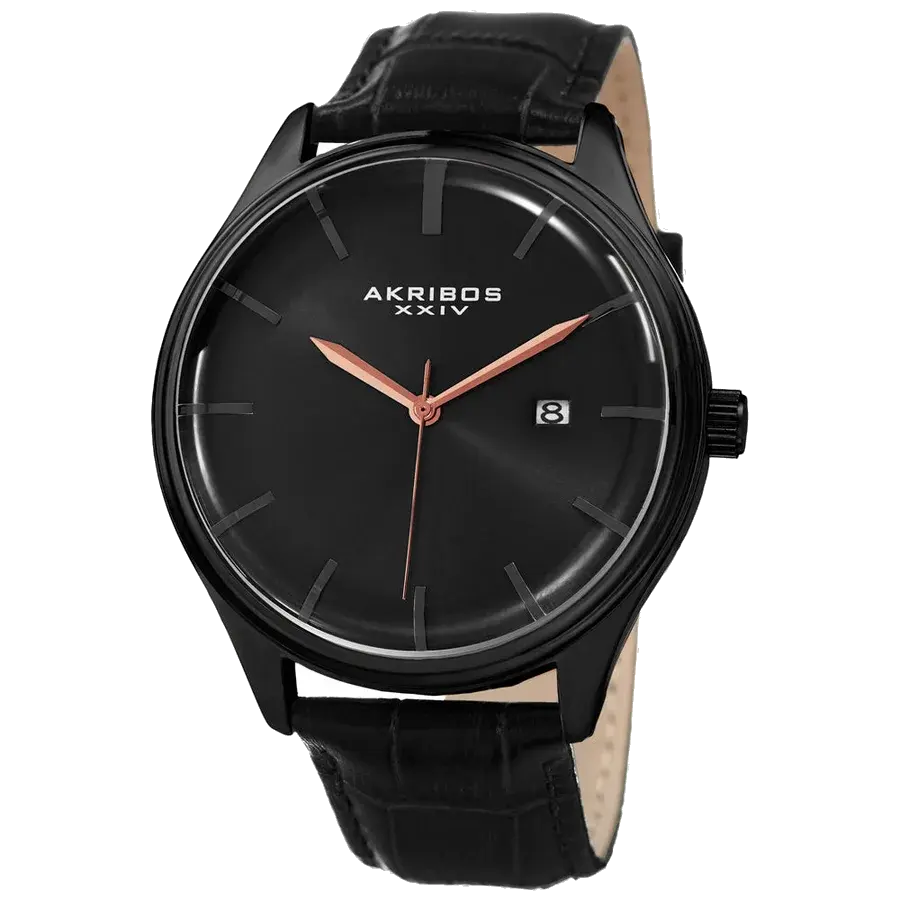 Akribos Casual Black/Leather | Black Dial, reference AK914BK