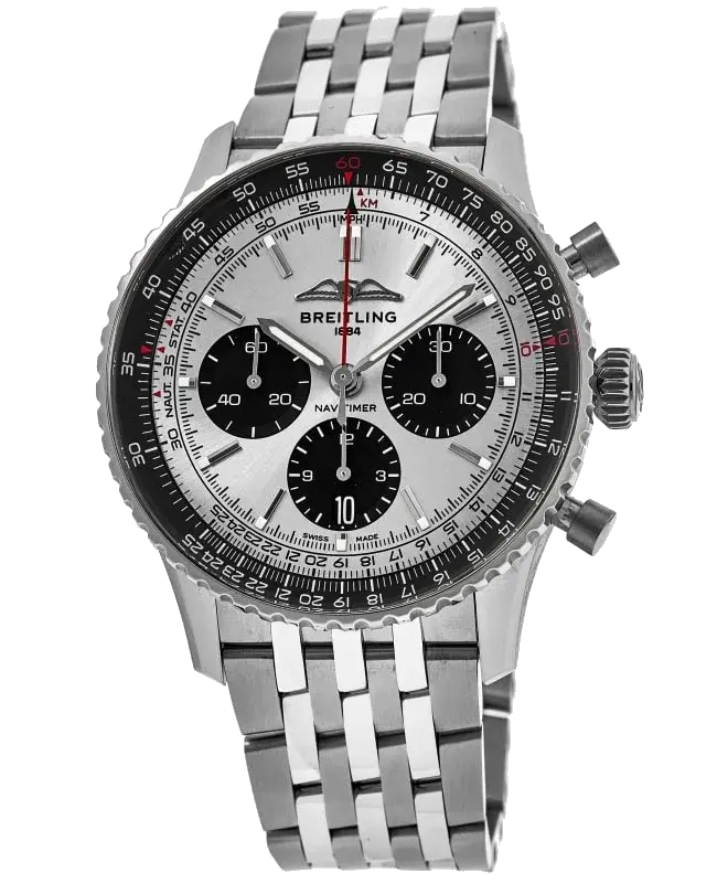 Breitling Navitimer B01 Chronograph 43 Automatic Silver Dial Stainless Steel Men’s Watch, reference AB0138241G1A1