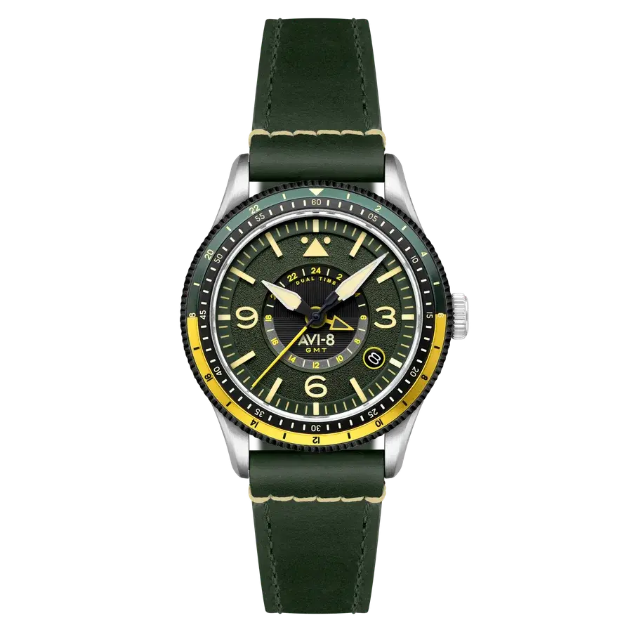 AVI-8 Flyboy Airmaster GMT Automatic Fuselage Green, reference AV-4128-03