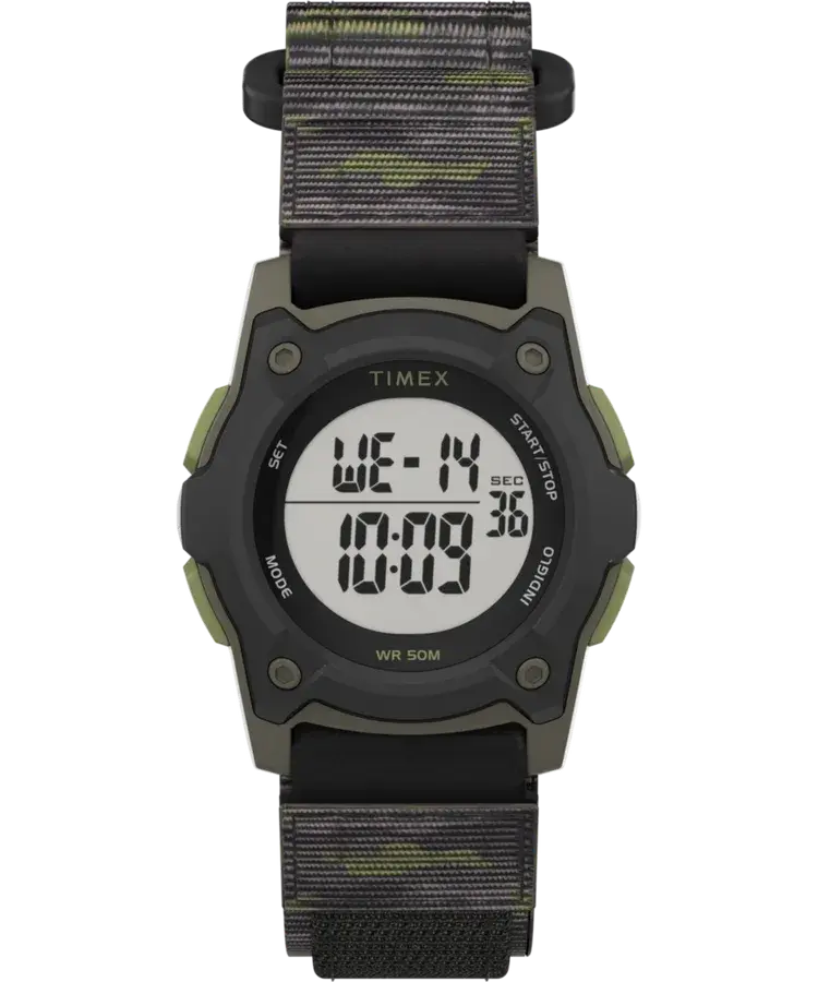 Timex TIME MACHINES® 35mm Green/Brown Camo Fast Wrap® Kids Digital Watch, reference TW7C77500XY