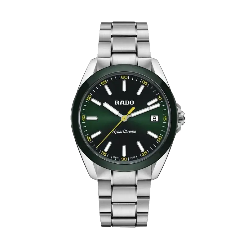 Rado HyperChrome Men's 41.5mm Green Ceramic & Stainless Steel Watch, reference 