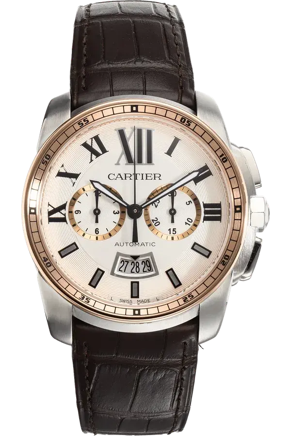 Cartier Calibre de Cartier Chronograph Rose Gold and Stainless Steel Automatic, reference VCA18842