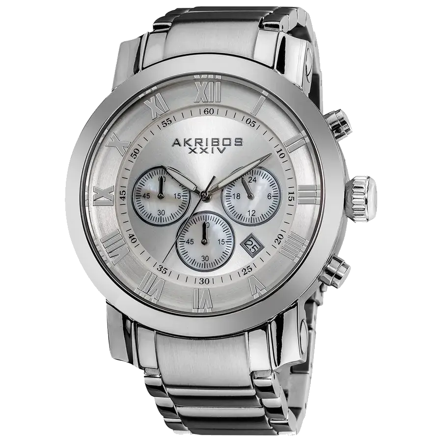Akribos Casual Silver/Stainless Steel | White Dial, reference AK622SS