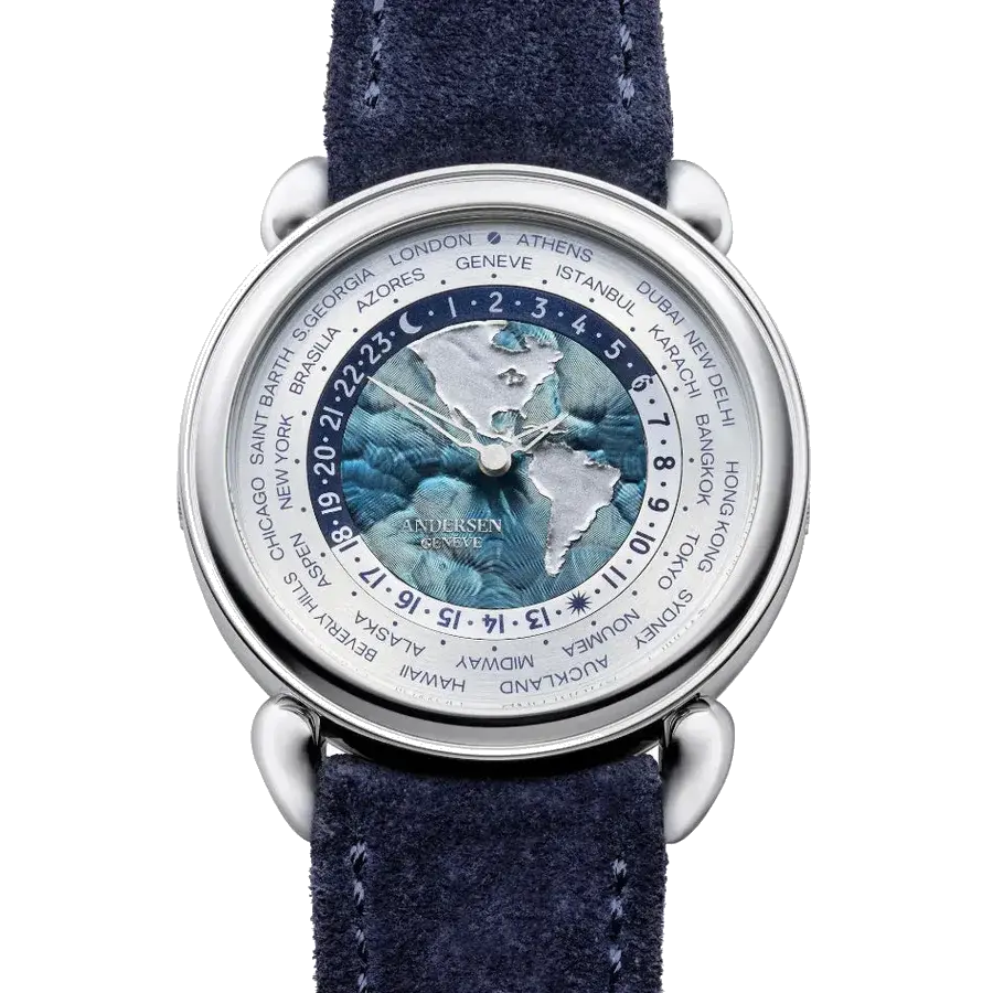 Andersen Genève Communication 45 Platinum Blue Worldtimer, reference communication-45-platinum