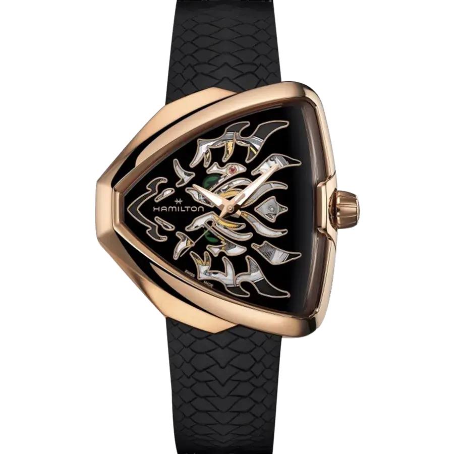 Hamilton Khaki Field King Auto | 42mm, Two-Tone Steel & PVD Rose Gold, Rubber, Black Dial, reference 
