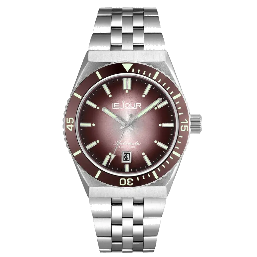 Le Jour Delmare Swiss Dive Watch with Fume Brown Dial, reference LJ-DM-005