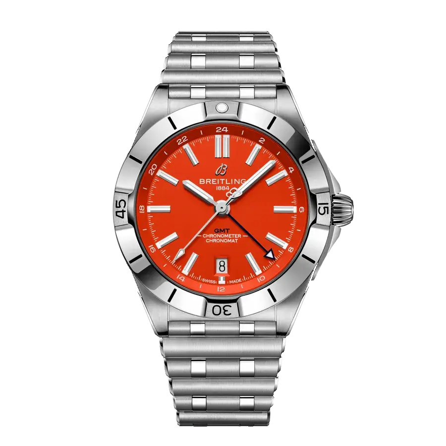 Breitling Chronomat GMT 40 Denver Broncos Edition | 40mm, Steel, Orange Dial, reference A32398C81O1A1