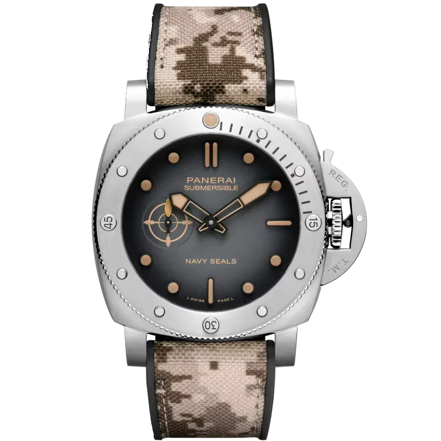 Panerai Submersible QuarantaQuattro Navy SEALs | 44mm, Steel, Rubber, Black Dial, reference 