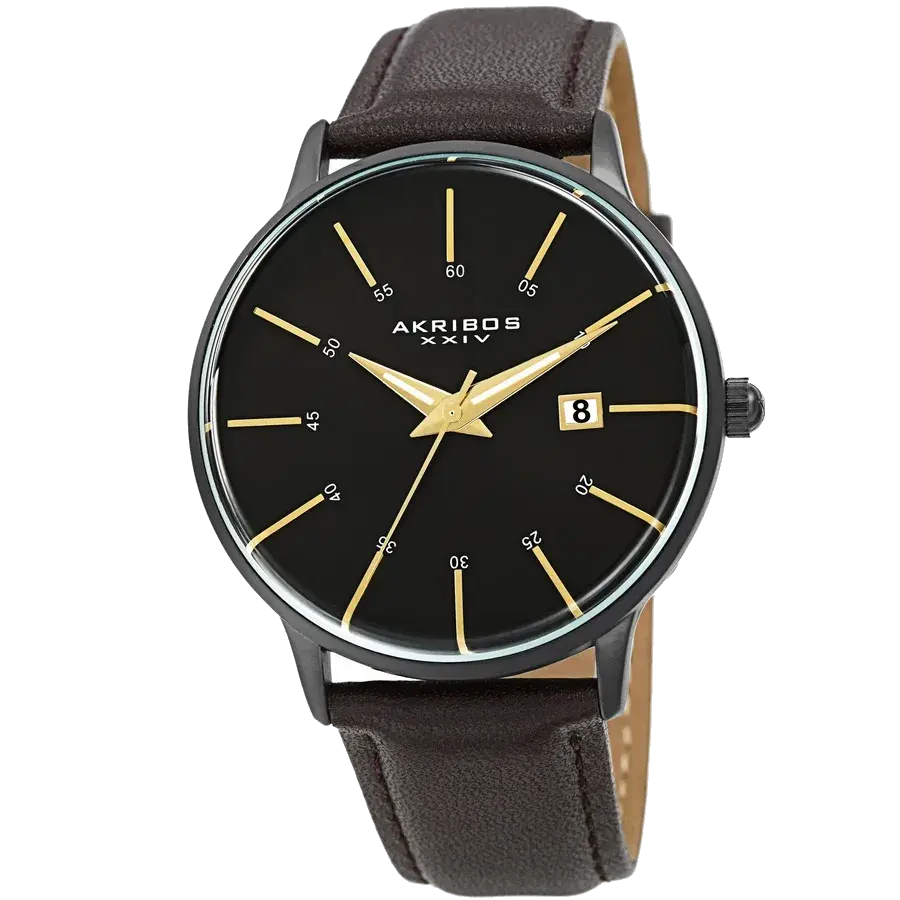 Akribos Casual Black/Leather | Black Dial, reference AK1104BK-S