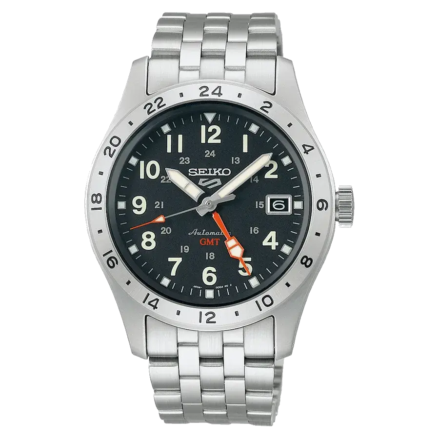 Seiko 5 Sports Automatic GMT Field Watch with Black Dial, reference SSK023