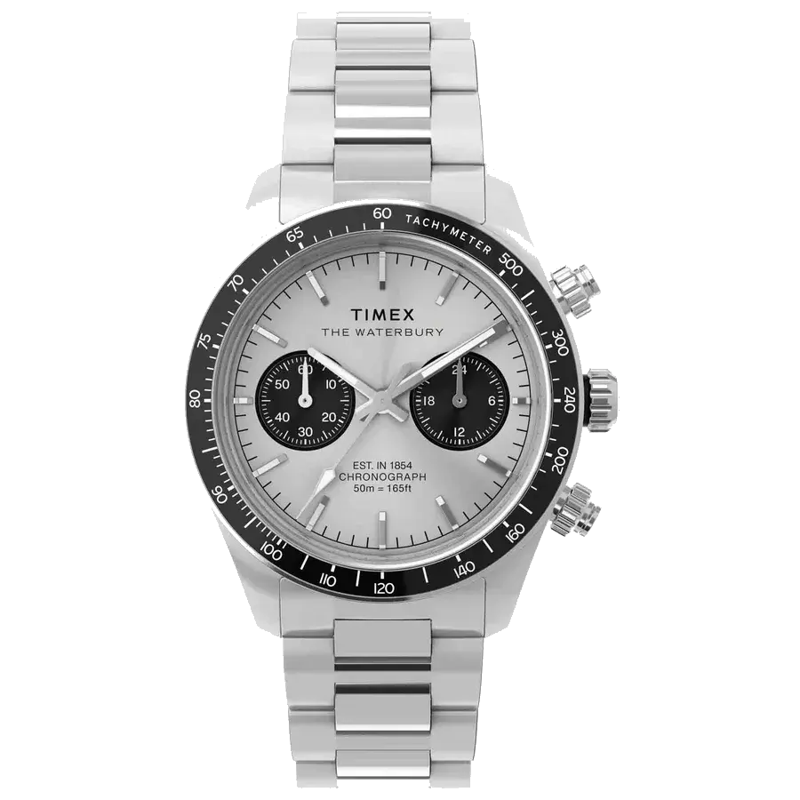 Timex Waterbury Heritage Chronograph 39mm White SS, reference TW2Y19200VQ