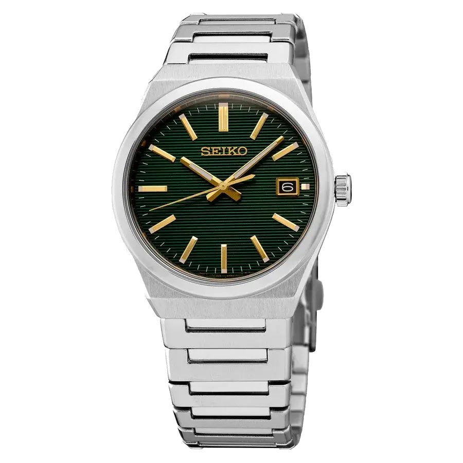 Seiko Essentials Watch with Green Striped Dial, reference SUR601