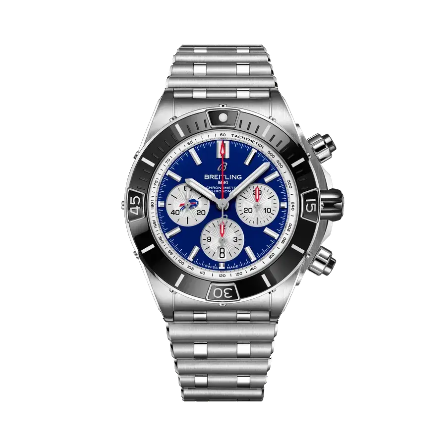 Breitling Super Chronomat B01 44 Buffalo Bills | 44mm, Steel, Blue Dial, reference