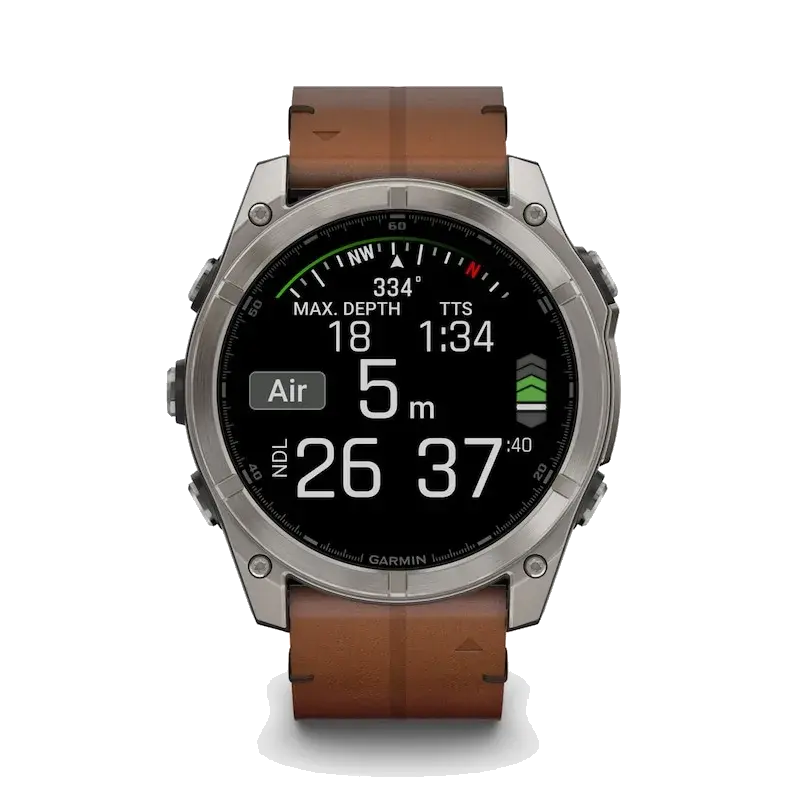 Garmin Fenix 8 51 mm Carbon Grey Titanium & Chestnut Brown Leather Smartwatch, reference 