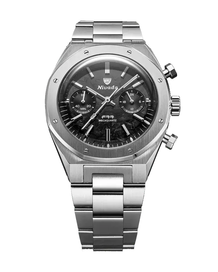 Nivada Grenchen F77 Chrono Mecaquartz Carbon 38mm Black, reference 68002Q77