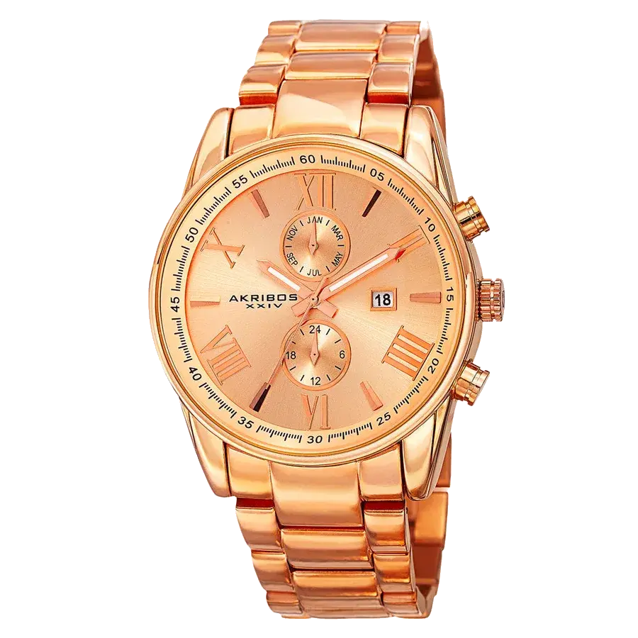 Akribos Casual Rose Gold/Stainless Steel | Salmon Dial, reference AK812RG