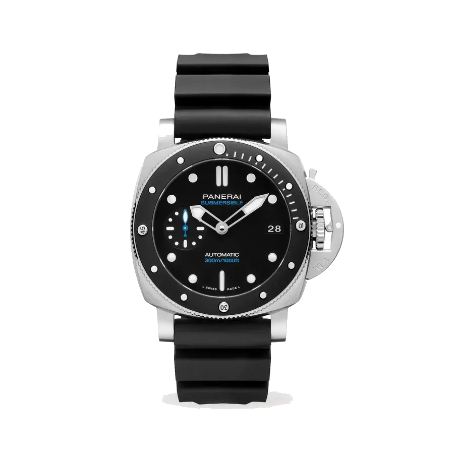 Panerai Submersible | 42mm, Steel, Rubber, Black Dial, Grey Bezel, reference 
