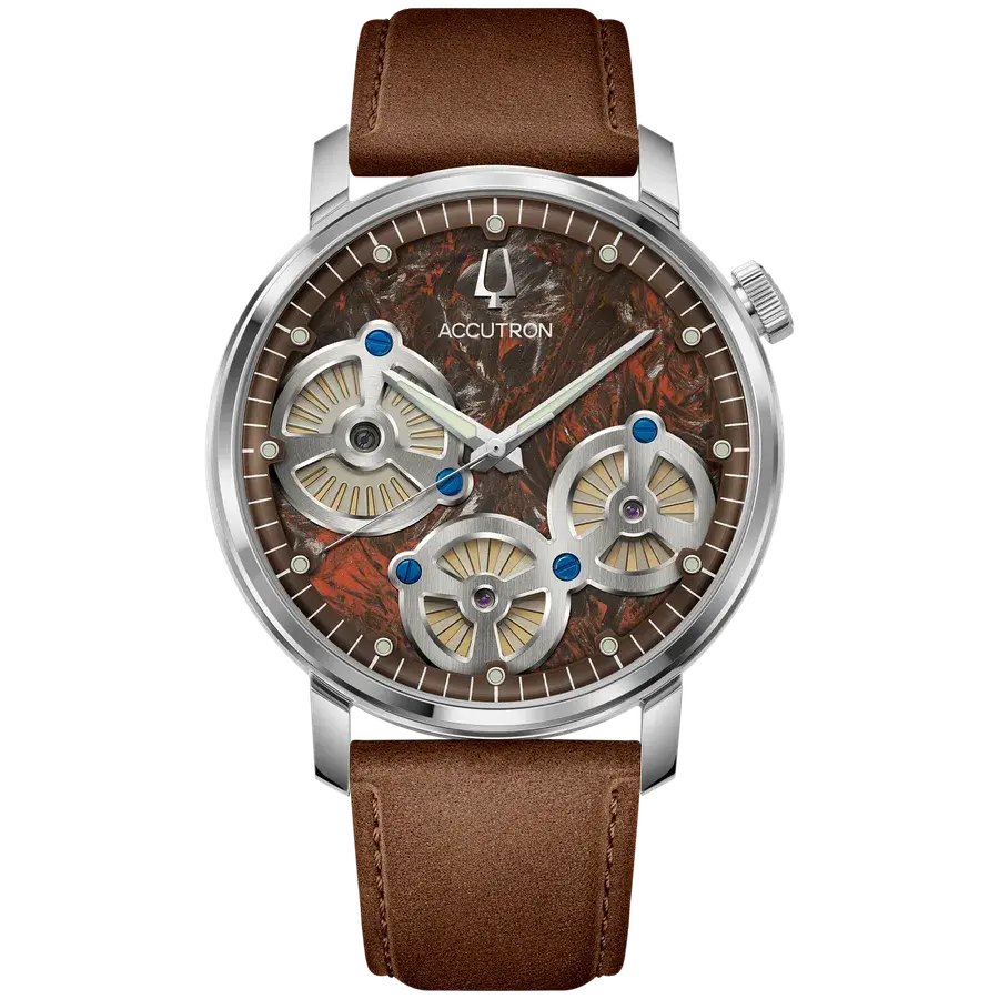 Accutron Spaceview Evolution Electrostatic Carbon Swirl Brown, reference 26A214