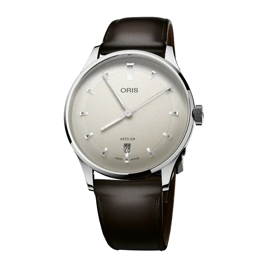 Oris Artelier Date | 38mm, Steel, Leather, White Dial, reference