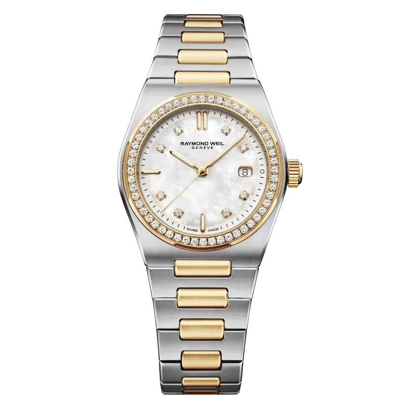 Raymond Weil A.R.T. Date 30mm Mother Of Pearl Dial & Diamond Two Tone Watch, reference 