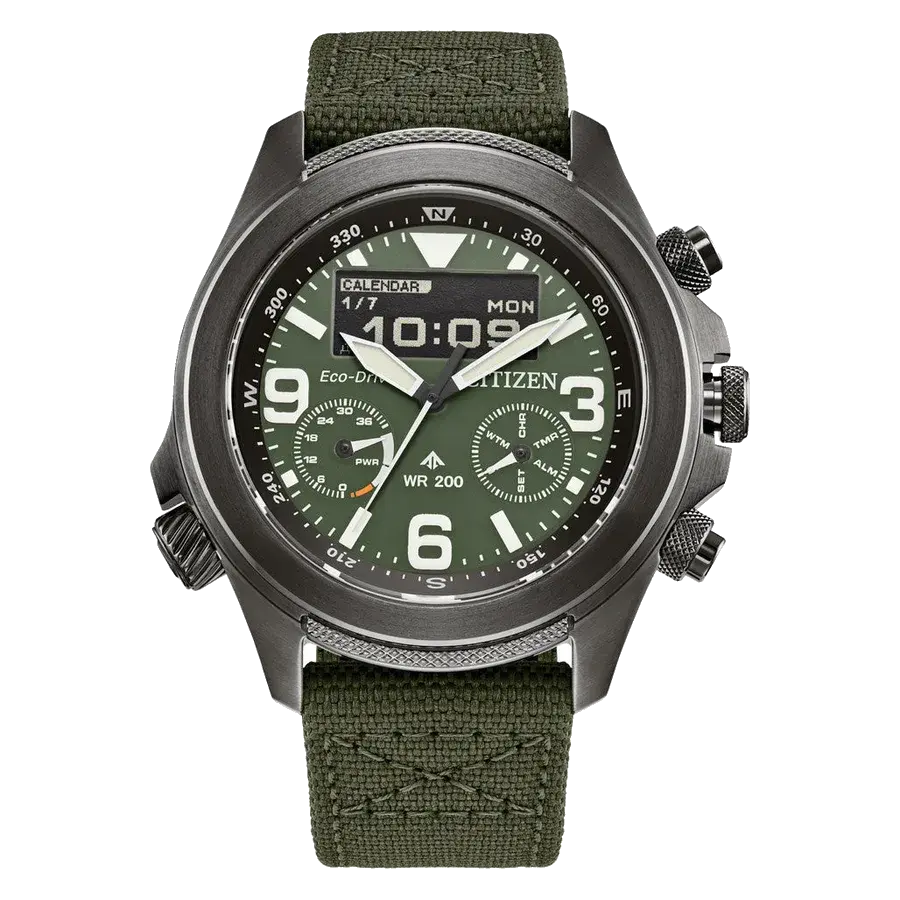 Citizen Promaster Land Ani-Digi Watch with Forest Green Dial, reference JV1005-02W