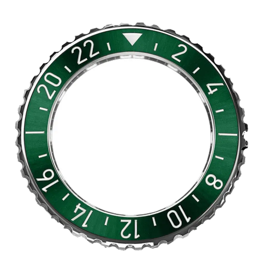 Formex Stainless Steel Bezel with Green Ceramic Insert for Formex REEF GMT, reference BEZ-2200-001