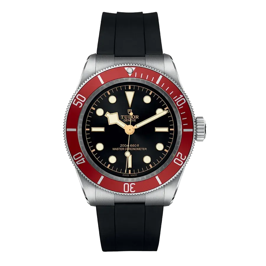 Tudor Black Bay | 41mm, Steel, Rubber, Black Dial, Red Bezel, reference 