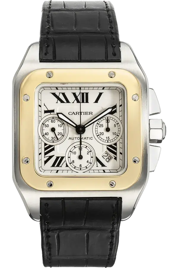 Cartier Santos 100 Chronograph Yellow Gold and Stainless Steel Automatic, reference VCA18665