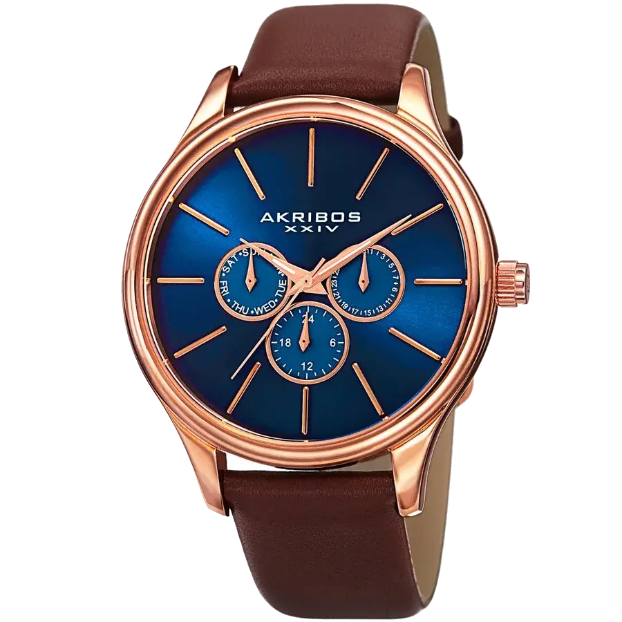 Akribos Casual Brown/Leather | Blue Dial, reference AK870RGBU